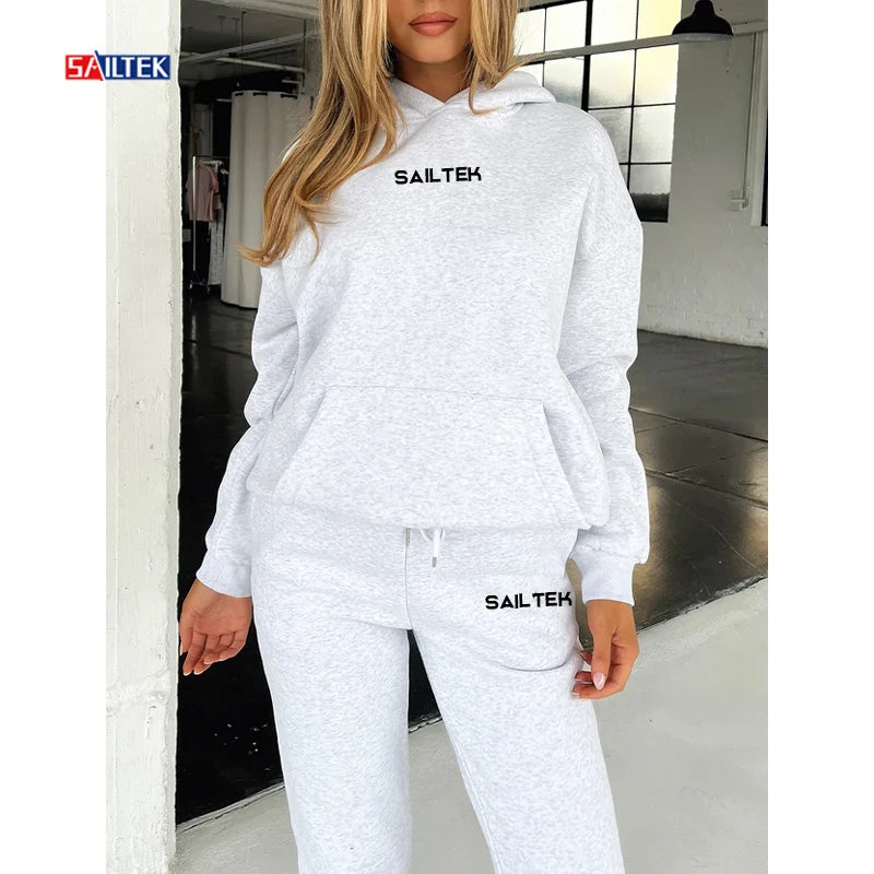 Spring 2026 Women Clothes 2 Piece Sets Flannel Sweatsuit Tracksuit Sweatpants and Hoodie Set Trending Custom Jogging Suit
