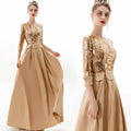 V Neck Backless a Line Women's Evening Dress Half Sleeve Bridesmaids Gowns Prom Cocktail Party Wedding Guest Dresses