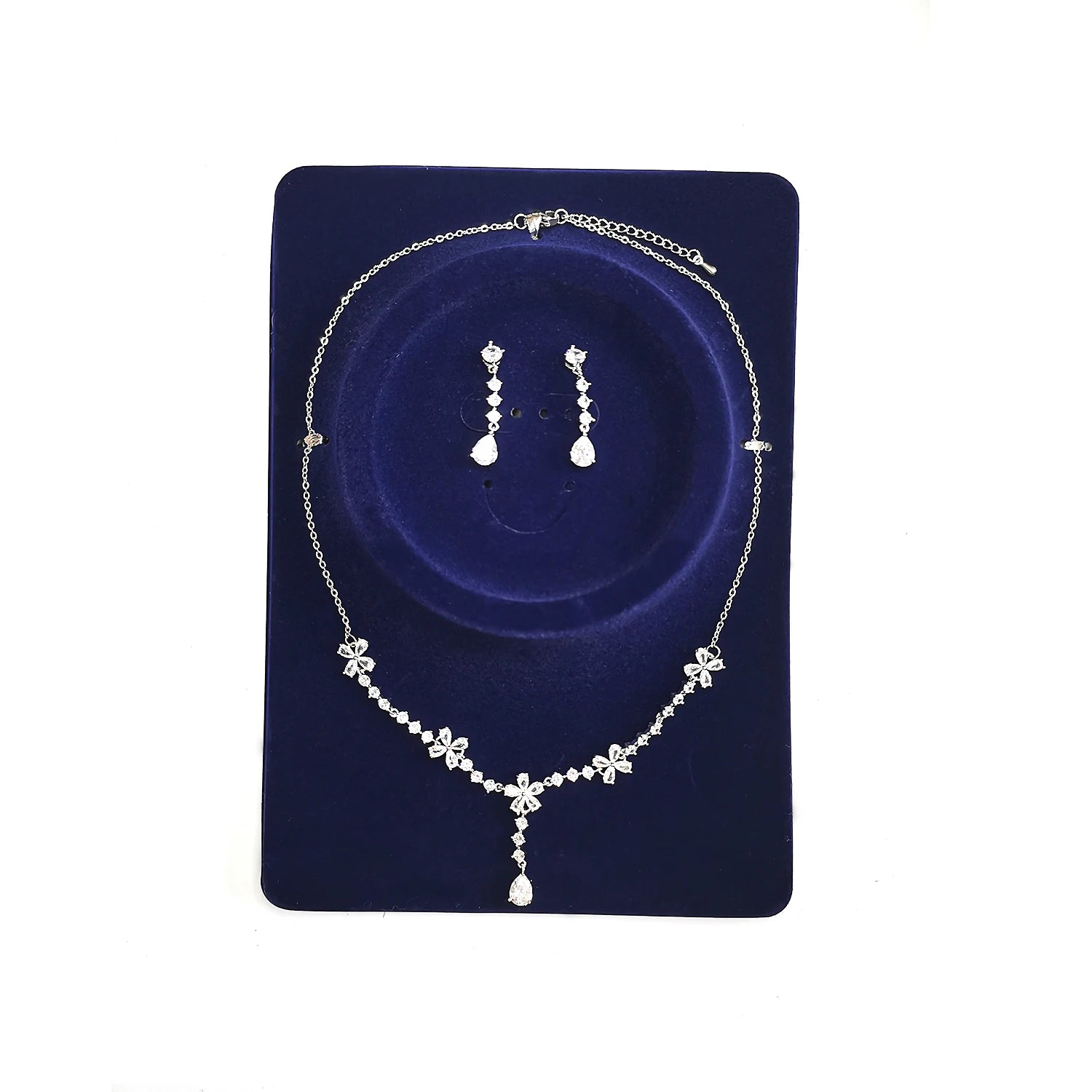 Vintage Floral Shape Bridal Necklace and Earring Set with Cubic Zircon Fine Jewelry for Wedding and Parties
