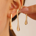 Daihe European and American Fashion Jewelry Asymmetric Aretes Water Drop Gold Plated Earrings