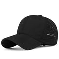 6 Panels Oxford Mesh Polyester Laser Cut Hole Dot Pattern Golf Hat Custom Blank Black Baseball Cap