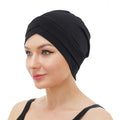 Gathertop Wholesale Custom Logo Hair Accessories Solid 6 Colors Twist Cancer Muslim Turbans Head Wrap Sleeping Bonnets for Women