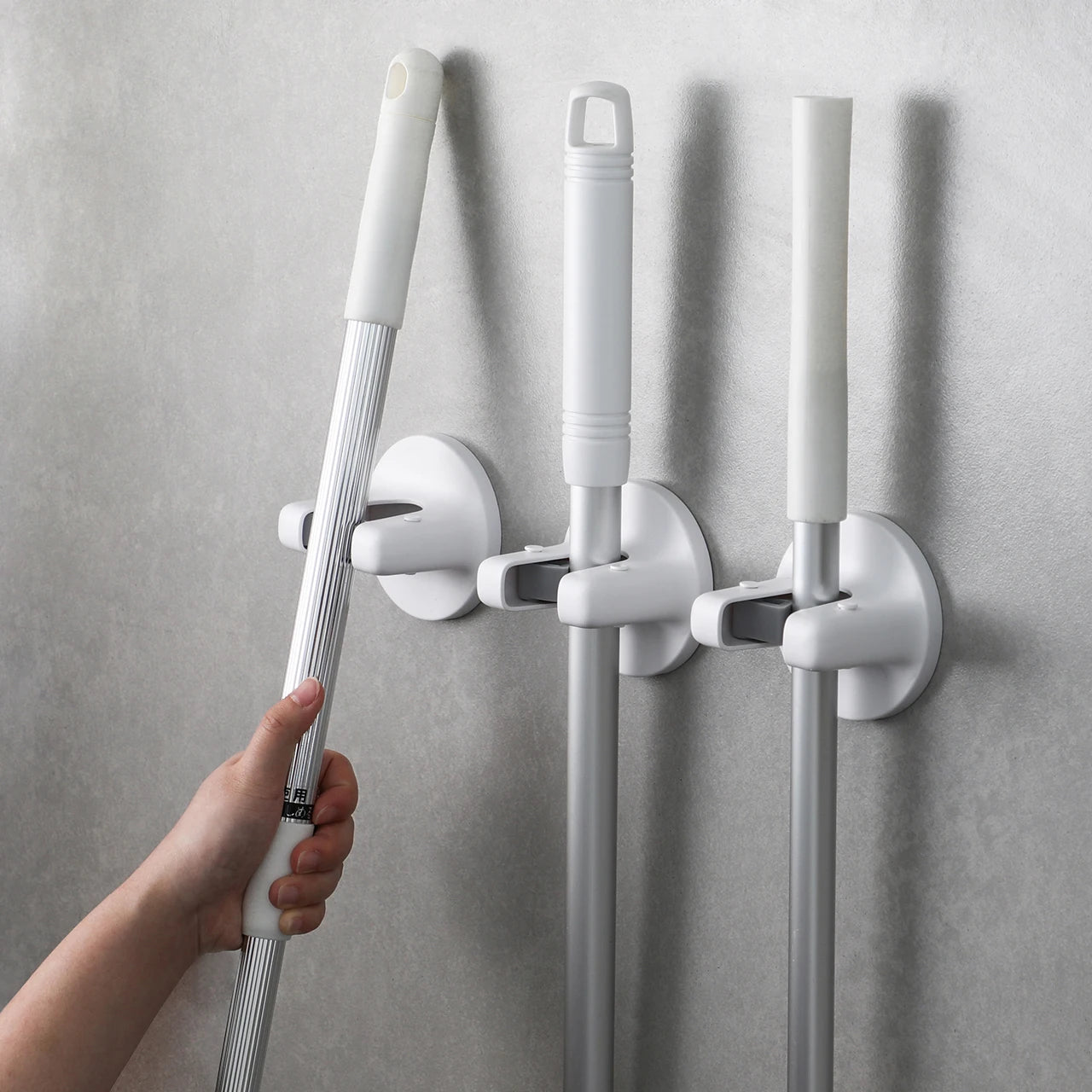 SHIMOYAMA Creative Wall Mount Organizer for Kitchen Bathroom Wardrobe Living Room Mop Broom Brush Holder Clip Grippers for Tools