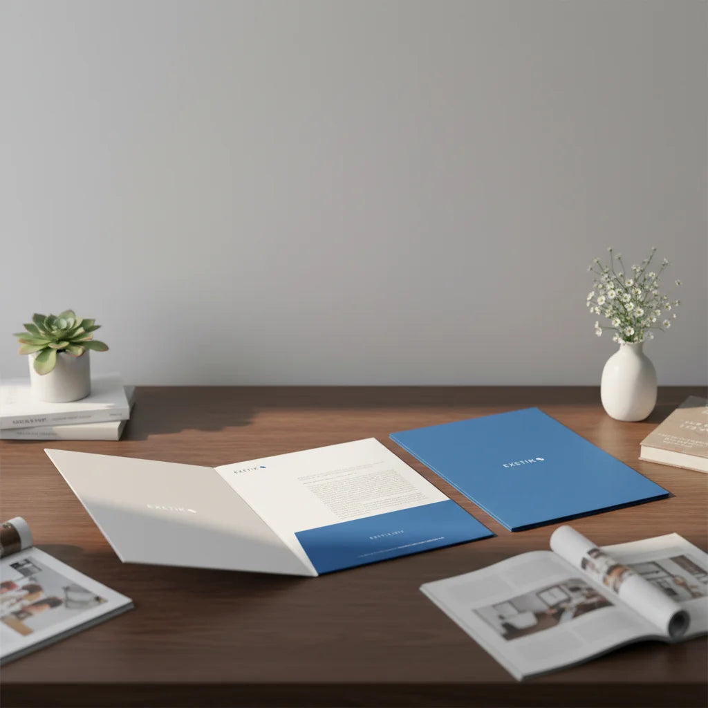 Custom Pocket Folder with Card Holder Premium Offset Paper and Cardboard Perfect Binding Printed Product