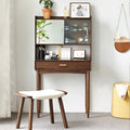 Moden Design Vintage Oak Solid Wood Bedroom Dresser Makeup Vanity Table Dressing Table with Mirror