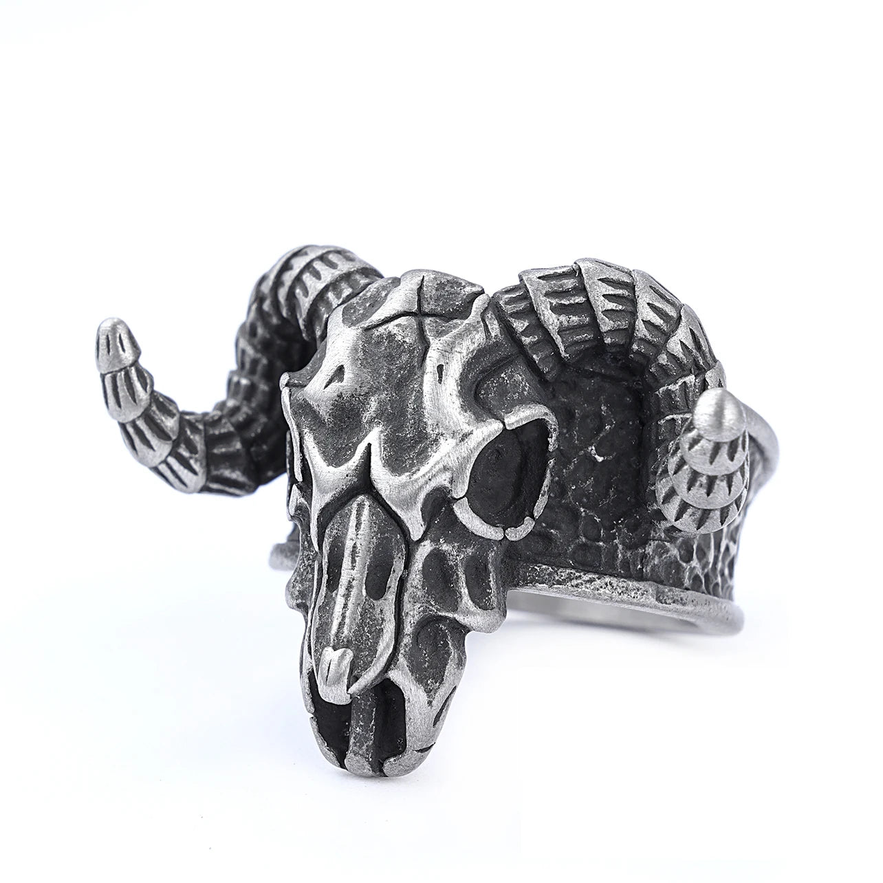 Fallen Angel Fashion Jewelry Stainless Steel Brushed Surface Lucifer Goat Head of Satan Rings for Men Women Boy Party