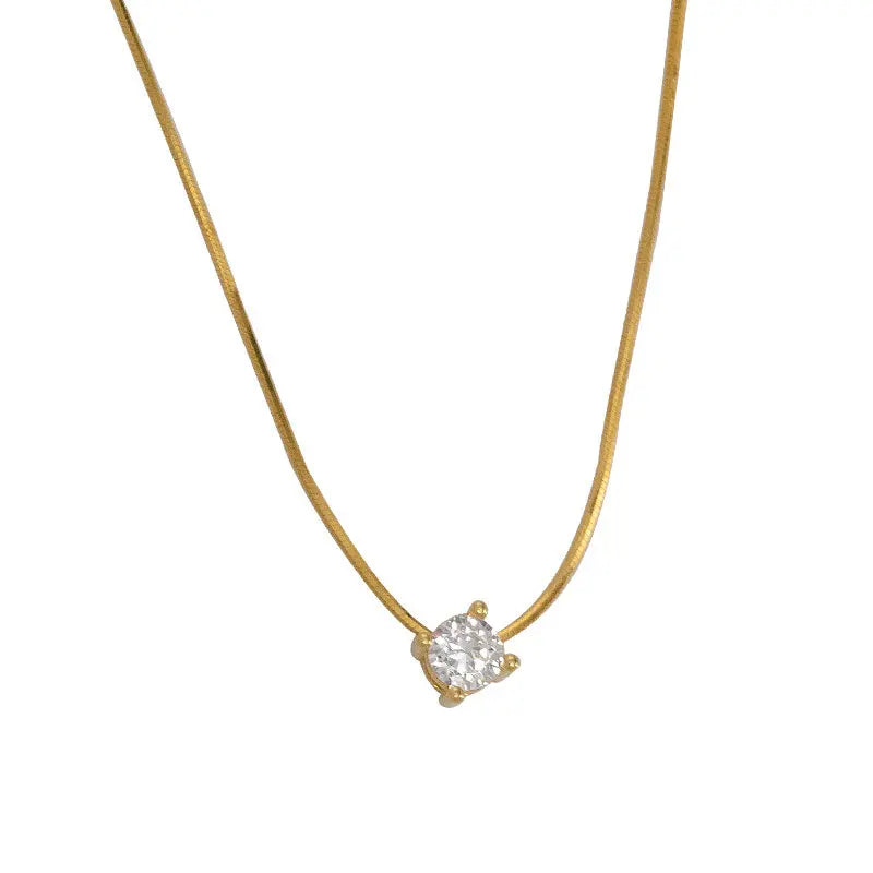 Fashion Minimalist Jewelry Wholesale 925 Sterling Silver Small Necklace Four Claws Prong Diamond Gold Plated Necklaces Women