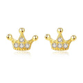 Exquisite Fine Jewelry Earrings 925 Sterling Silver Hypoallergenic Waterproof Little Crown Earrings for Birthday Gifts