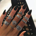 Wholesale 9/13pcs Ring Set Retro Ethnic Finger Hollow Carved Elephant Animal Diamond Boho Rings Jewelry Women