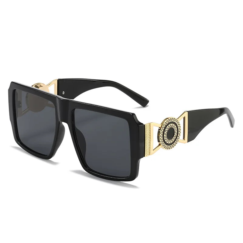 2025 Sunglasses Trend Large Frame Sunglasses Female Lion Head One Piece Personalized Hollow Out Mirror Legs Glasses