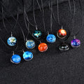Night Star Planet Glass Ball Noctilucent Pendant Necklace Double-sided Luminescent Galaxy Nebula Cosmic Sweater Chain