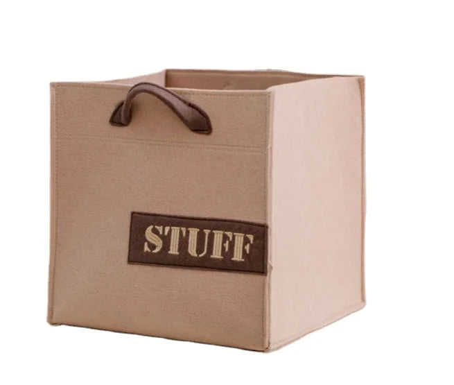 Factory Customized Eco-Friendly Soft Woven Wool Felt Cloth Bin Durable Laundry Basket/Clothing Organizer for Living Room Garage
