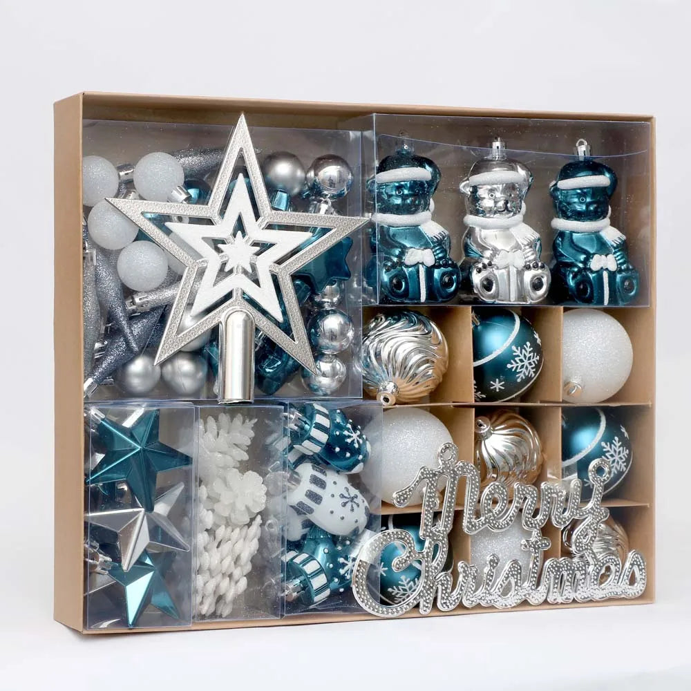 Luxury  Hanging Decorative 6 cm Gift PVC Blue Ornaments Baubles Balls Christmas Ball & Tree Ornaments Shiny Painted Design