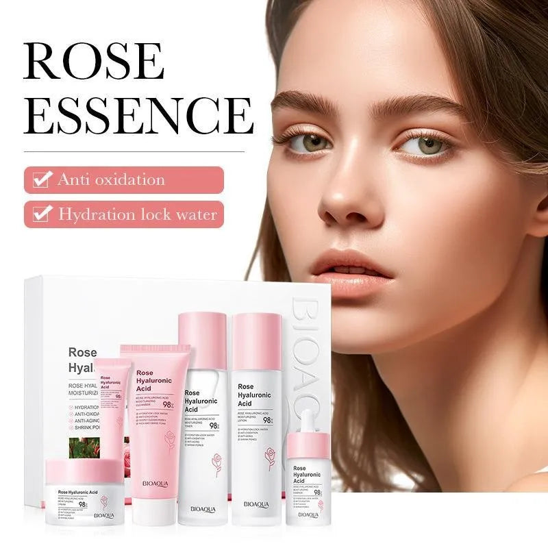 Rose Skin Care Set (New) Private Label Skin Whitening Gentle Exfoliating Facial Cleanser Rose Skin Care Set