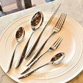 304 Stainless Steel Cutlery Set Modern Wave Handle Flatware Knife Fork Spoon Silverware for Home Hotel Restaurant