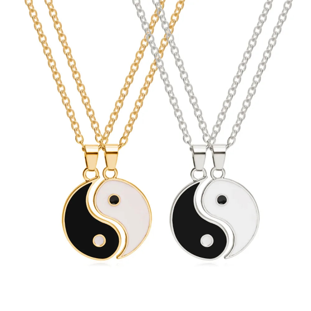 Valentine's Day Couples Jewelry Tai Chi Necklaces Bracelet Yin Yang Pendant Puzzle Piece Couple Friends Choker Yin Yang Necklace