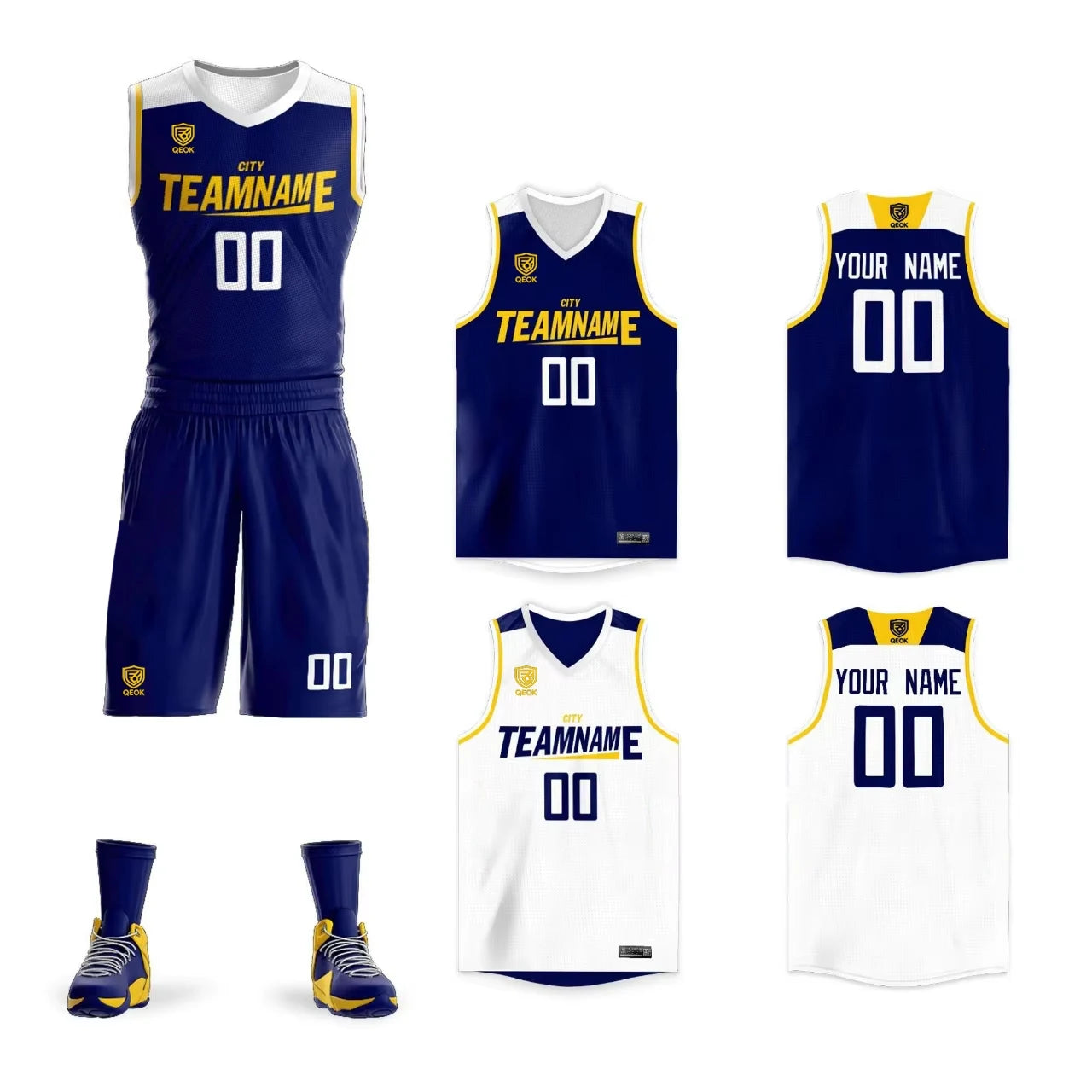 OEM Custom Design 100% Polyester Breathable Reversible Basketball Uniform Sets