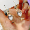 CAOSHI Sweet Jewelry Fish Shape Drop Earrings Girls Lady Pear Diamond Zircon Gold Daily Fashion Lovely Earrings Women