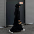Arab Muslim Women Plus Size Seamless Long Maxi Abaya Dress Casual Sport Hooded Islamic Autumn Lightweight Breathable MegaBDM