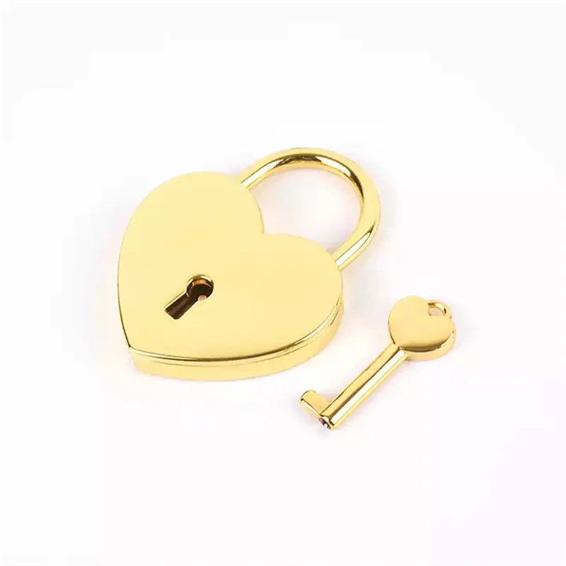 45*59mm Heart Shape Lock With Love Padlock Shiny Gold Heart Padlock With Key