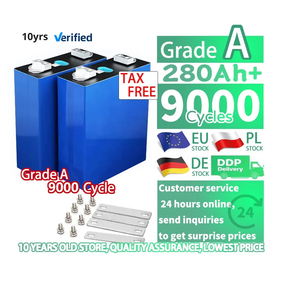 Shenzhen Baisiyu Grade a 280Ah 6000cycle Lifepo4 Lithium CATL EV LF280K 3.2V 280Ah Prismatic LFP Cells 12V 24V 48V 100Ah Battery