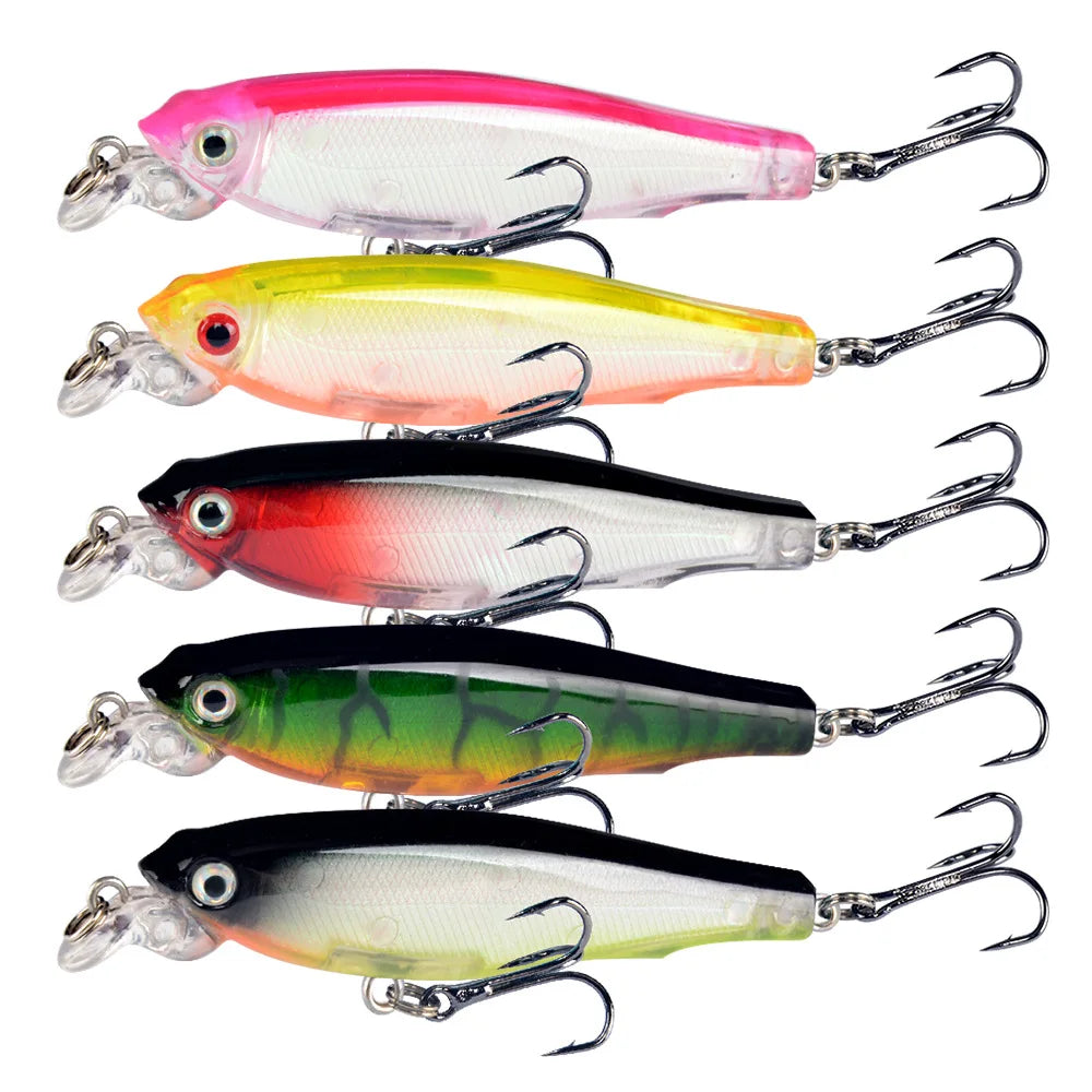 2024 New Selling 8cm/7.5g Minnow Floating Artificial Bait Bionic Blood Tank Hook Plastic Fishing Hard Bait