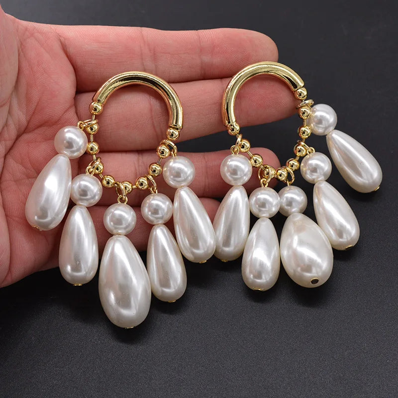 Wholesale Fashion Jewelry Fresh Water Baroque Natural Pearl Drop Water Shape Earrings
