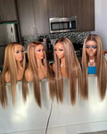 Highlight Human Hair Free Part Natural Hairline 13*4 Lace Front Wig Unprocessed Cuticle Consistent Virgin Hair Woman Wigs