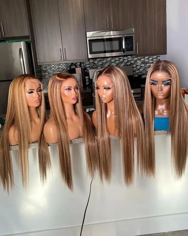 Highlight Human Hair Free Part Natural Hairline 13*4 Lace Front Wig Unprocessed Cuticle Consistent Virgin Hair Woman Wigs