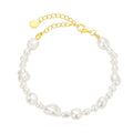 Fashion Gold Baroque Pearl Beaded Bracelets Natural Freshwater with 925 Sterling Silver Unisex Jewelry for Women