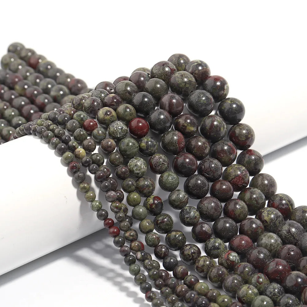High Quality 4/6/8/10/12mm Dragon Blood Stone Loose Beads Strands Semi-finished Materials for DIY Jewelry Making