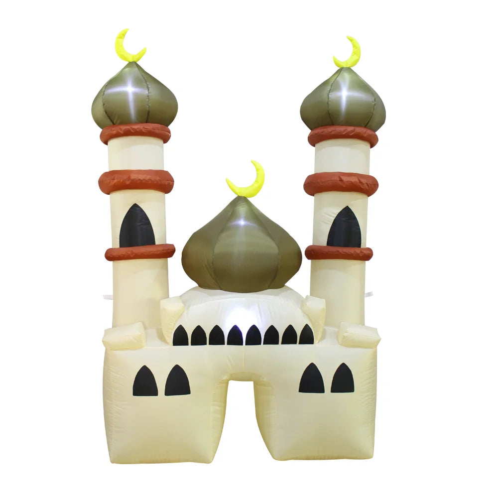Islamic Cathedral LED Event Party Custom Courtyard Eid Crescent Wishing Kareem Inflatable Ramadan Decoration