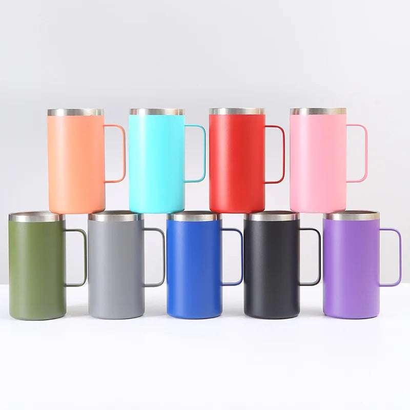 550ml Car Water Cup with Handle Double Wall Stainless Steel Beer Mug