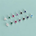 Colorful CZ S925 Sterling Silver Jewelry Findings Zirconia Love Heart Pendant Birthstone Star Charms Necklace Making Accessories