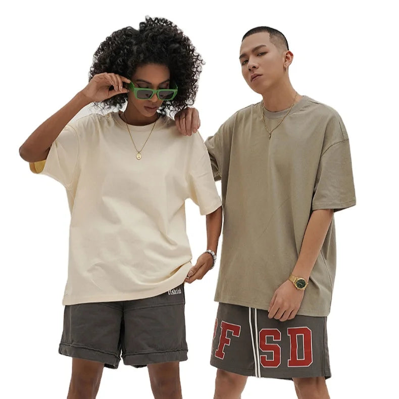2023 Men Plain Tshirt Quality Boxy Blank Tshirts 100 Cotton 230gsm Boxy Crewneck t Shirt