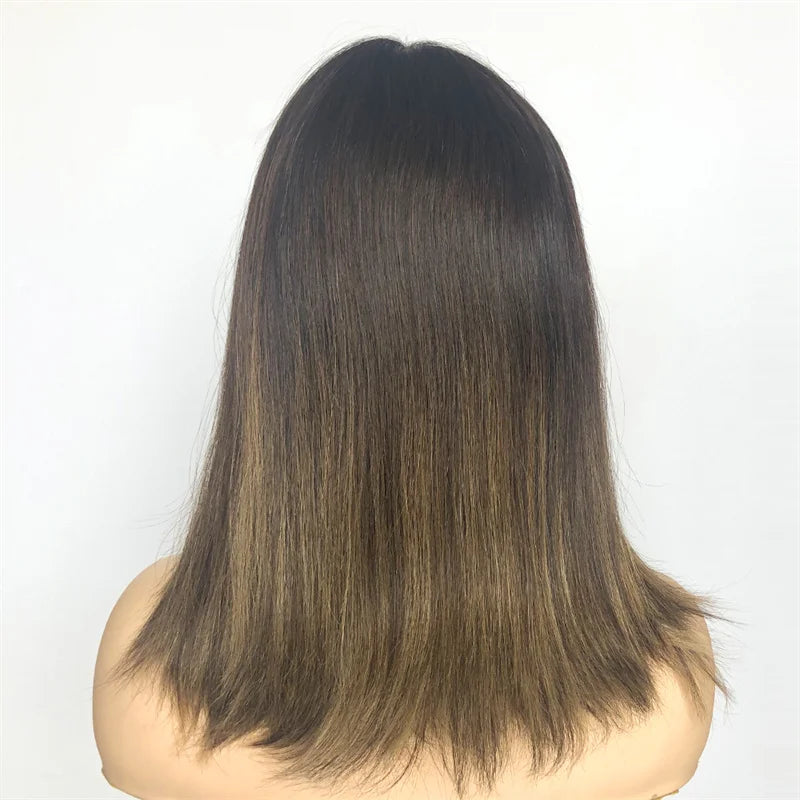 Silk Straight 100% Brazilian Virgin Human Hair Royal Jewish Wig Lace Top Kosher Woman Wig