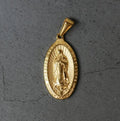 Hiphop 31mm Virgin Mary Pendants Stainless Steel 18k Gold Mary Portrait Pendant Religious Medal Charm Oval Coin Pendant Women