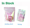 Pink Hologram Clear Front Smell Proof Holographic Packaging Laser Plastic Reusable Zip Lock Food Storage Pouches Bags