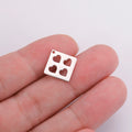Hollow Out Stainless Steel Heart Mini Charm  Gold Plated Square Pendant Heart Shape Accessories for Jewelry Necklace Bracelet