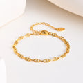 New Arrivals Luxury Fashion Texture Oval Link Chain Charm Bracelet Stainless Steel Gold Plated Bracelet for Women Jewelry