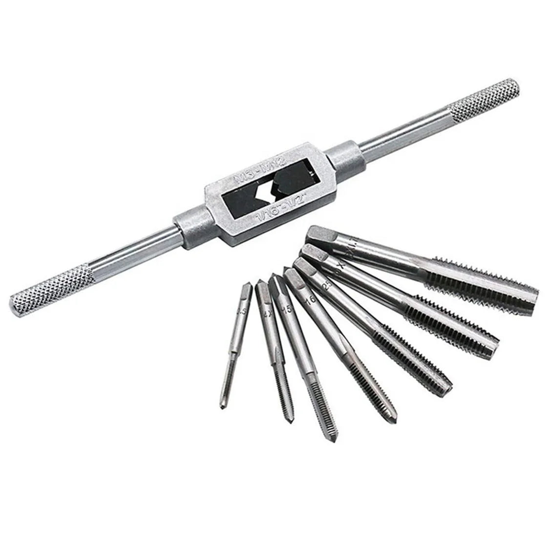 Metric Thread Machine Taps Set Hand Screw Thread Plug Taps With Adjustable Tap Wrench(Just Wrench)