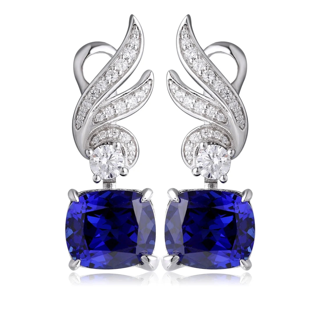 Lanphear Extravagance S925 Silver 7.16ct Trendy Lab Grown Sapphire Stud Earring Fine Jewelry Engagement Anniversary Gift