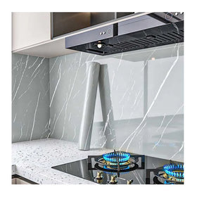 Peel and Stick 3D Grey Marble Wallpaper Waterproof and Fire Resistant Self Adhesive Wall Paper for Kitchen Counter Table Desk