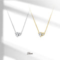 HOVANCI Romantic Gift Double White Heart Shape Zircon Pendant Necklace Stainless Steel Gold Plated Thin Chain Necklace for Women