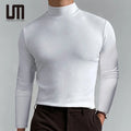 OEM Fashion Autumn New Year Men Clothing Turtleneck Solid Color Slim T Shirt Pullover Tops