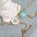 Retro Fashion Three Colors Drops Oil Twitch Adjustable Devil Eye Gold Lucky Bracelet With Box Chain