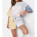 K210269 Crop Top T-Shirt Short Pant Set Women Plus  Size Short T Shirt Set Custom Ladies Women 2 Two Piece t Shirt and Short Set