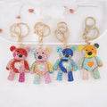 Girl Crystal Rhinestone Teddy Bear Keychain Valentine's Day Gift Sparkling Key Ring Glitter Purse Pendant Metal Bear Key Chains