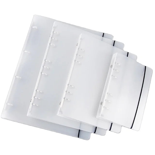 A5 A6 A7 A4 Business 6 Ring Binder File Folder Spiral PP Frosted Transparent Budget Ring Binder Cover With Elastic Band