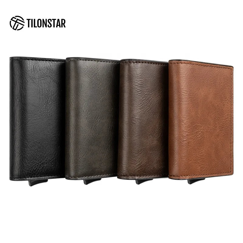 Wholesale Hot Style Slim Card Case Business Pop up Aluminum Card Holder Rfid Credit Wallet Card Holder